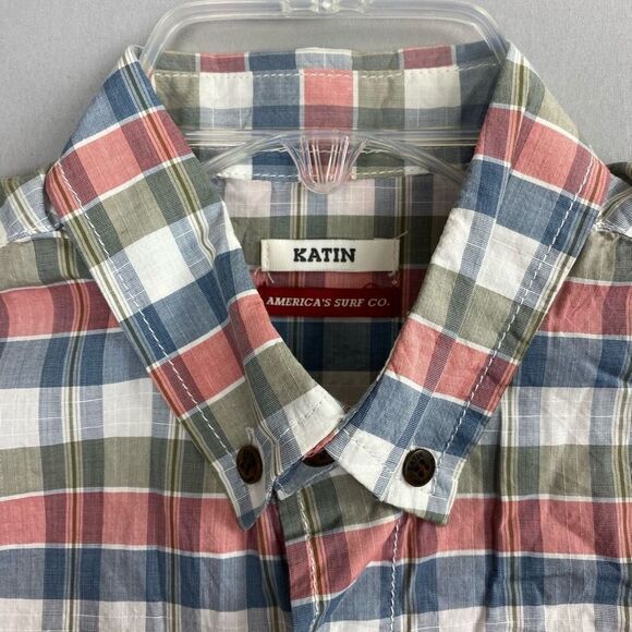 Katin Short Sleeve Plaid Button Down Shirt Size Small - Picture 3 of 7